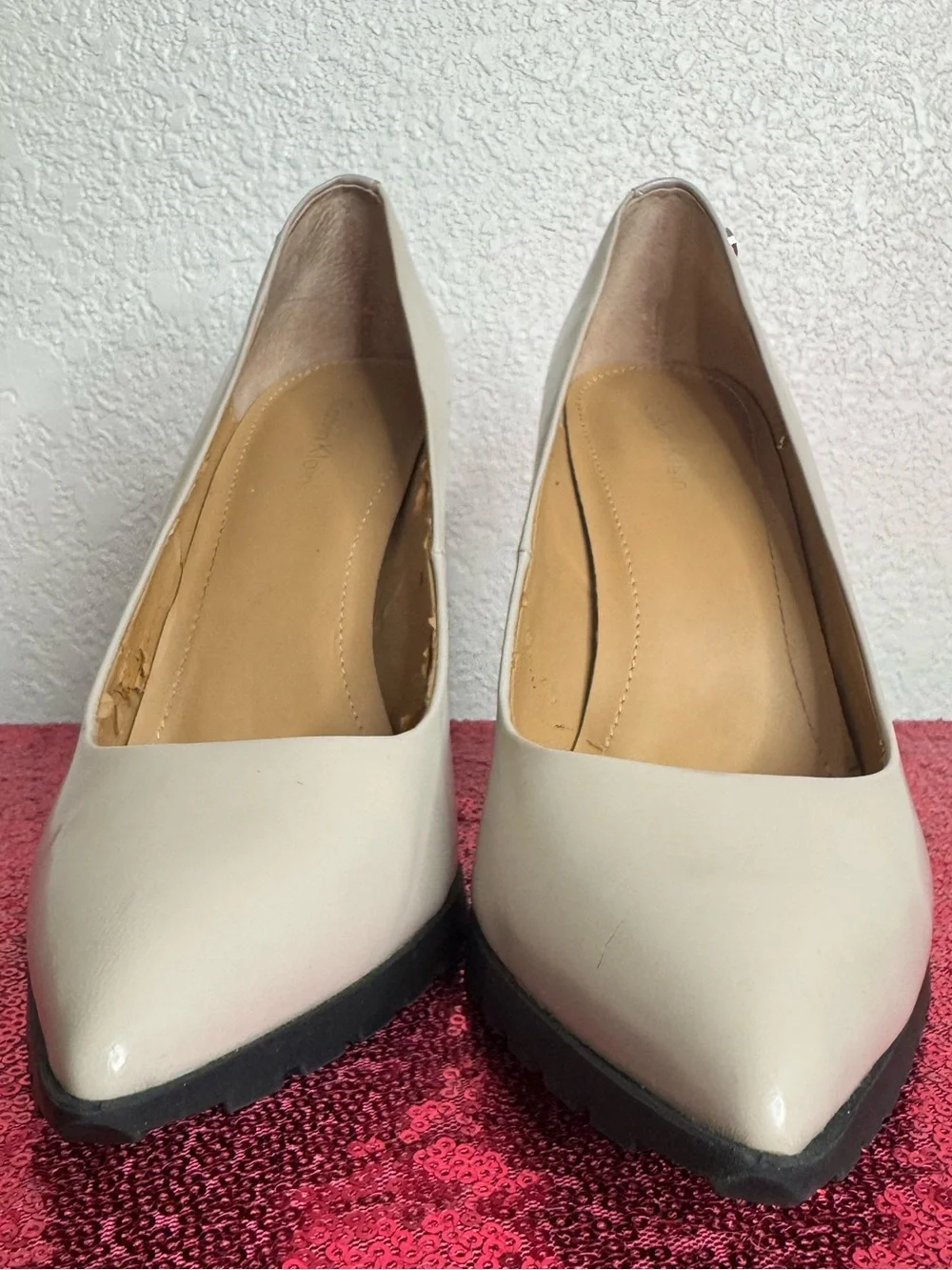 2/for $20 🪩 CALVIN KLEIN Beige High Heel Pointed Toe Pumps (Women’s 8.5)